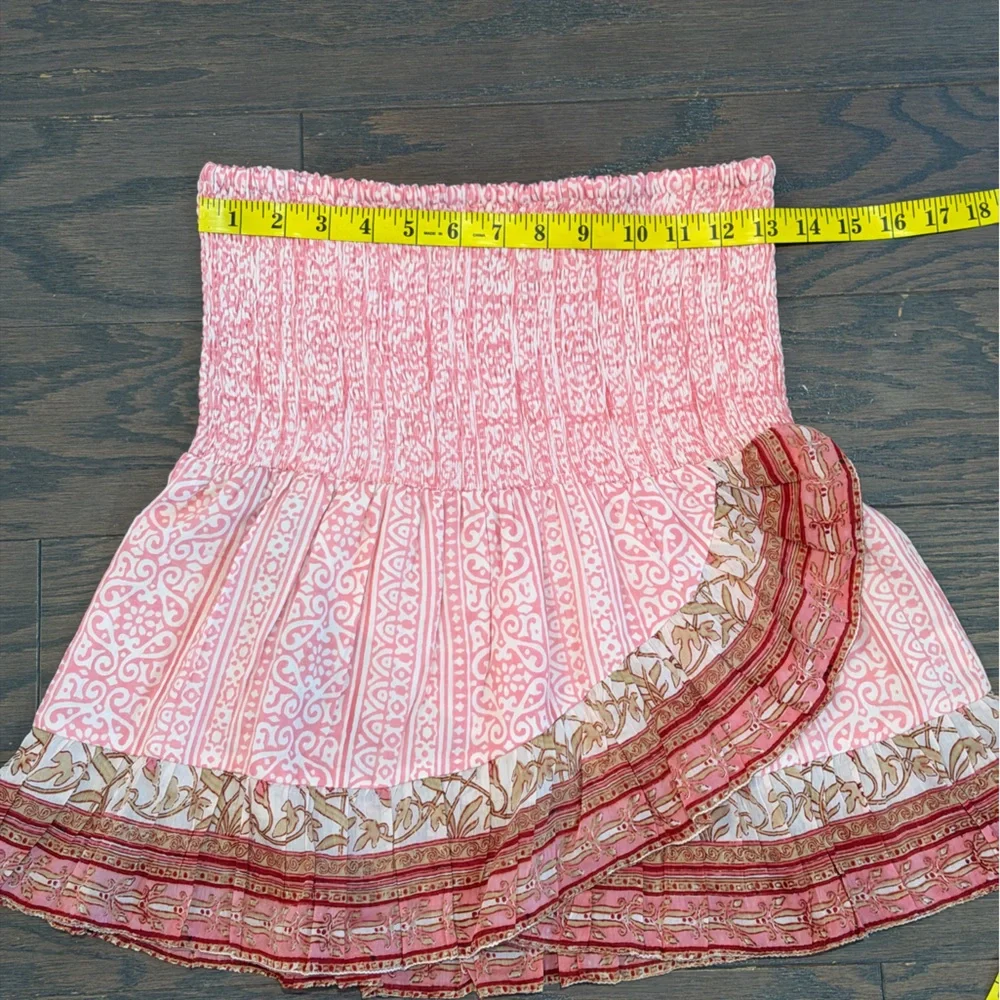 Bell by Alicia Bell Pink Silk Cotton Smocked Boho Mini Skirt Size Small